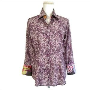 Elegant Purple Floral Button Down Shirt